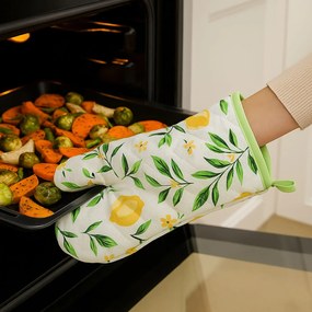 Rękawica kuchenna z bawełny LEMONY, wzór w cytryny