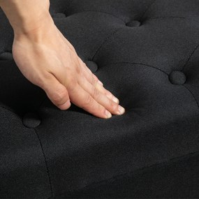 HOMCOM Ławka z Przestrzenią na Przechowywanie, Tapicerka w stylu Lnianego Poliestru, Drewno Kauczukowe, Czarna, 100 x 40 x 44 cm