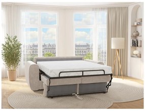 Kanapa 4-osobowa rozkładana typu express z beżową tapicerką - Miejsce do spania 160 cm - Materac 22 cm - BOLIPO