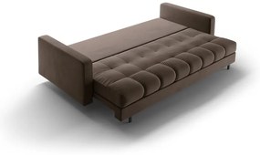 Brązowa aksamitna rozkładana sofa ze schowkiem 222 cm Bali – Cosmopolitan Design