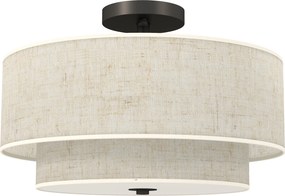 HOMCOM Lampa sufitowa, wisząca lampa z podwójnymi kloszami w lnianym stylu, kremowo-biała