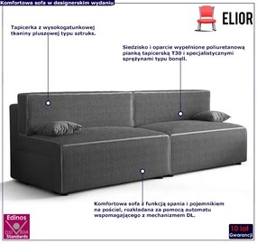 Szara rozkładana sztruksowa sofa - Lider 3X