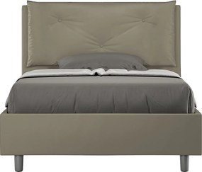 Łóżko wyposażone w stelaż z listwami tapicerowane 120x190 sztucznej skóry cappuccino Appia Large