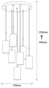 Lampa wisząca z 7 kloszami w kolorze złota Opviq lights Kem Tube