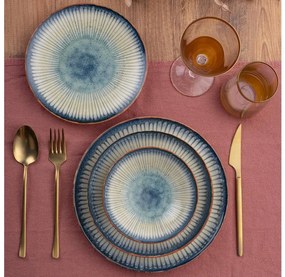 24-elementowy zestaw obiadowy, niebieski, porcelana