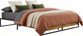 Czarne metalowe niskie łóżko małżeńskie 160x200 cm E0-K54