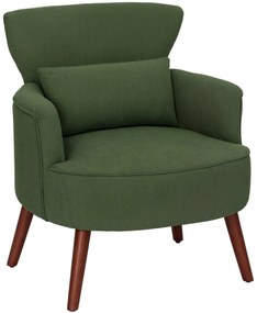 HOMCOM Nowoczesny fotel z podłokietnikami, tapicerowany fotel akcentowy z poduszką lędźwiową, Zielony