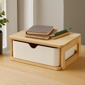 Organizer z szufladą VAKKO, bambus i melamina, 19,5 x 14,8 cm