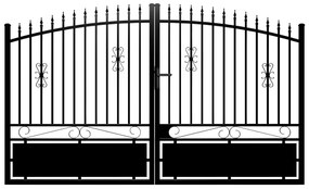 Brama wjazdowa rozwierna NERBIS z aluminium w kolorze czarnym – 350 × 160/180 cm (szer. × wys.)