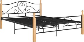 Czarne Metalowe Czarny Łóżko W Stylu Vintage + Dąb 120X200 Cm M6-P65