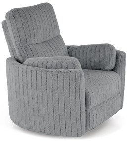 Fotel wypoczynkowy, obrotowy, elektrycznie rozkładany, bujany PEGAS popiel