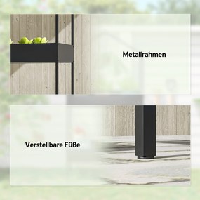 Outsunny 2-poziomowy stojak na rośliny w kształcie domu, 150 cm wys., stojak z haczykiem, metal, Czarny | Aosom PL
