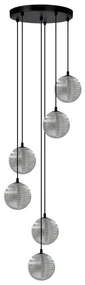 Lampa wisząca Monza – 6 kloszy, grafit, spiralna