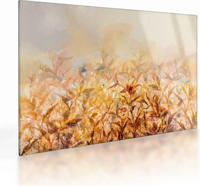 Obraz na szkle - Liście w jesiennych kolorach, obraz olejny (70x50 cm)
