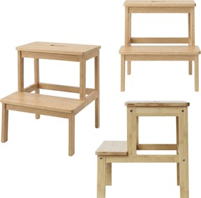 Bambusowy taboret ze schodkiem KROK, wys. 46 cm