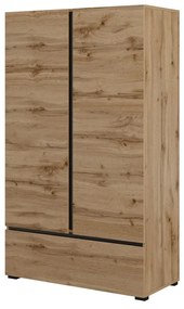 Komoda wysoka CROSS 2D1S 89cm dąb wotan/czarna HELVETIA