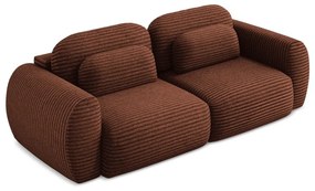 Sztruksowa rozkładana sofa w kolorze terakoty ze schowkiem266 cm Kini – Makamii