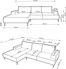 Masseno Narożnik DUNA Narożnik L-Kształtny, Modna sofa narożna do salonu - Beżowy, POSO 100