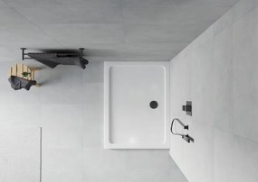 Mexen Flat brodzik prostokątny slim 100 x 90 cm, biały, syfon czarny - 40109010B