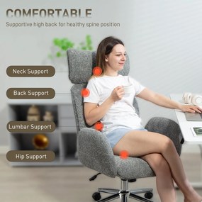 HOMCOM Fotel biurowy z regulowanym zagłówkiem, ergonomiczny fotel biurkowy, funkcja bujania, regulacja wysokości, ciemnoszary | Aosom PL