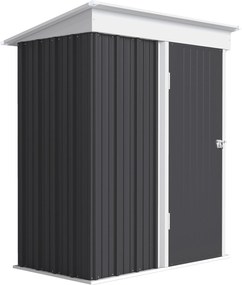 Outsunny Szopa ogrodowa, zewnętrzna szopa z blachy falistej, design ścian, regulowane półki, zamykane drzwi ciemnoszary