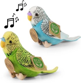 Rappa Pluszowy ptak papużka zielony, 11 cm, z dźwiękiem