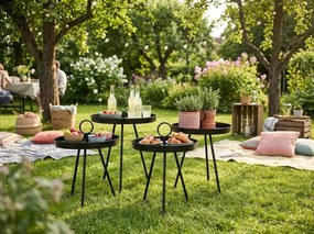 Ogródkowy stolik pomocniczy SIRVON metalowy 50x70 cm, czarny