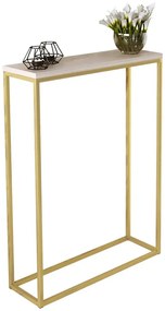 Minimalistyczna konsola złoty + dąb sonoma - Carello 6X