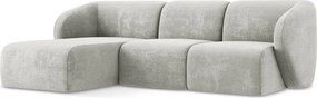 Jasnoszary narożnik z tkaniny szenilowej (lewostronny/z szezlongiem) Lani – Makamii