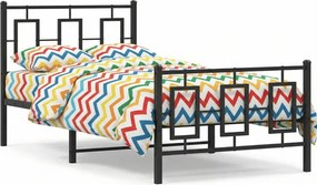 Czarne pojedyncze łózko metalowe 90x200 cm D2-F72