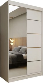 Szafa Przesuwna MIRELLA 120 cm z Lustrem Szafa Dwudrzwiowa Biała