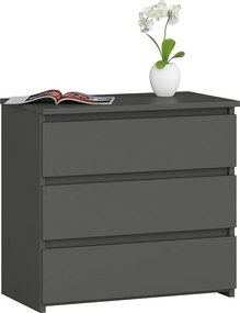 Szafka nocna AKORD CL3 Grafit Szary 60 cm 3 szuflady kolor Grafit Szary mat 60x35x57 cm