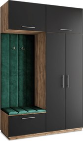 Masseno Garderoba REMA 150/240/60 cm Nowoczesna Szafa do Przedpokoju Dąb lefkas, MONOLITH 37 (Butelkowa zieleń)
