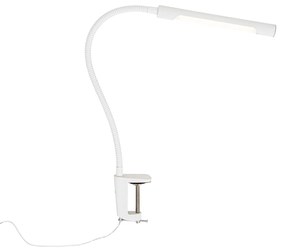 Lampa biurkowa z klipsem biała z LED i ściemniaczem dotykowym - Lionard Nowoczesny Oswietlenie wewnetrzne