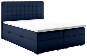 Łóżko kontynentalne REZEN 160x200 granatowe velvet z pojemnikiem LAVERTO