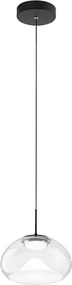 Brena - Przezroczysta lampa wisząca pojedyncza firmy Fabas Luce - Ściemnialna dioda LED 10 W - Lampa sufitowa - Średnica 22 cm
