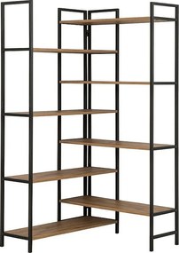 Elegancki regał z metalu i płyty wiórowej – 94 x 177 x 94 cm – sosna atlantycka i czerń