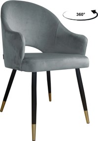 Krzesło Velvet tkanina Welur noga metalowa : Kolor nogi - Czano-złota stożek, Kolor tkaniny - VELVET - MG17, Typ siedziska - Siedzisko obrotowe 360°