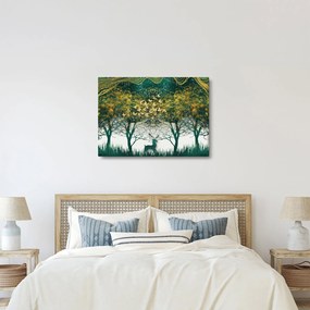 Obraz - Jelenie w zielonym lesie (70x50 cm)