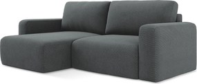 Narożnik lewostronny z funkcją spania - z tkaniny strukturalnej - szary - KONA