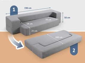 Sofa-materac 2w1 jasnoszara  szary