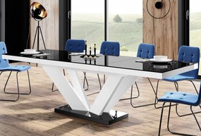 Rozkładany stół z czarnym blatem i białą podstawą Viva 2