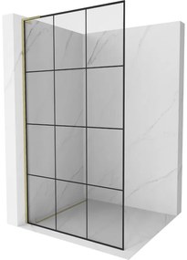 Mexen Kioto L ścianka prysznicowa Walk-in 110 x 200 cm, czarny wzór, złota - 800-110-103-50-77