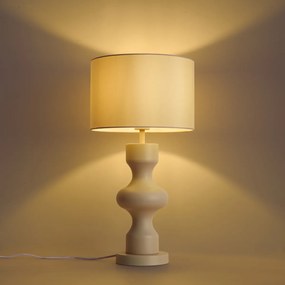 Lampa stołowa retro beżowa z abażurem z tkaniny - Captain