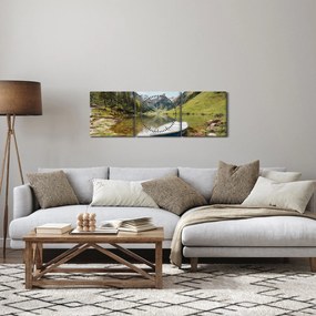 Obraz - Seealpsee, jezioro w Szwajcarii (z zegarem) (90x30 cm)