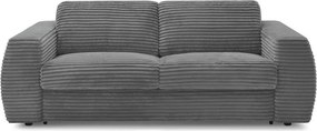 Ciemnoszara sztruksowa rozkładana sofa do spania 220 cm Hugo – Bobochic Paris