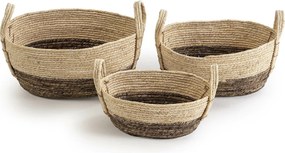 Zestaw trzech koszyków Colummn Xiana z naturalnego włókna, biały/brązowy.