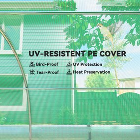 Outsunny Szklarnia Polytunelowa 4 x 3 x 2 m z siecią przeciwsłoneczną, zwijanymi ścianami bocznymi, pokrywą z plastiku, stalową ramą, Zielony