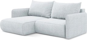 Narożnik lewostronny z funkcją spania - z tkaniny szenilowej - jasny niebieski - NANEA