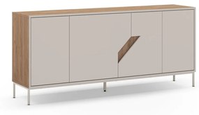 Kremowo-naturalna komoda w dekorze dębu 180x80x40 cm Lilou – Marckeric